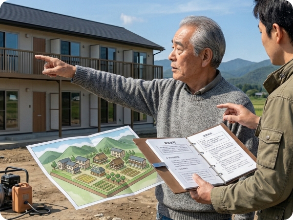 代表が物件を視察している様子
